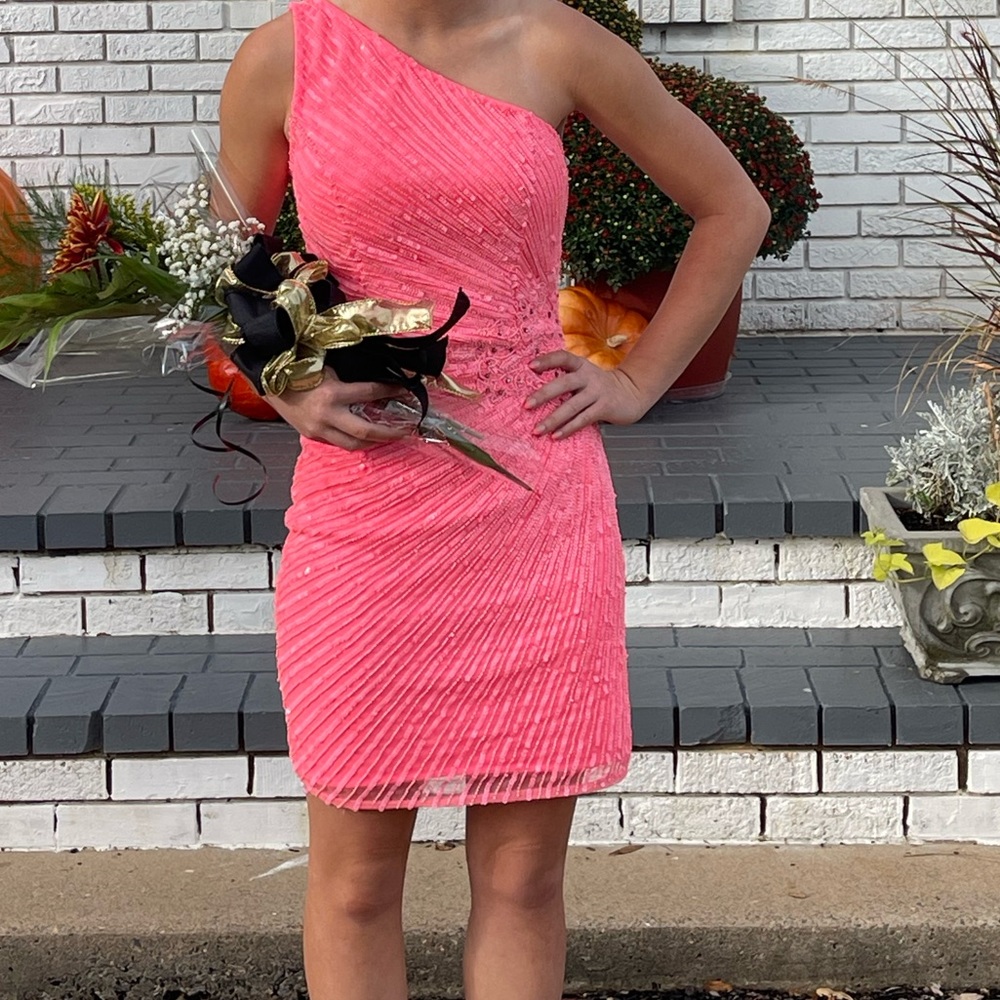 Coral one shoulder formal